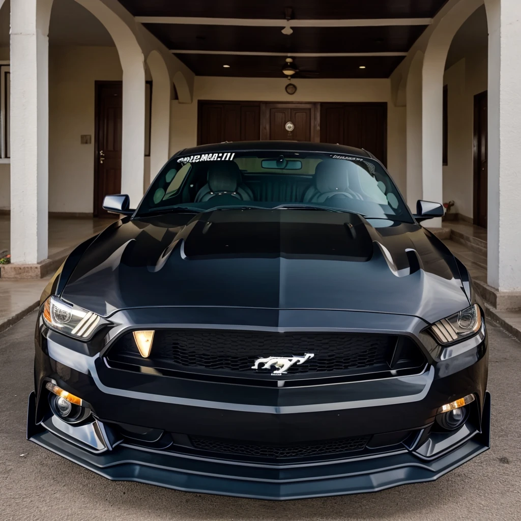 Black colour full modified Mustang GT front of Dr Babasaheb Ambedkar home