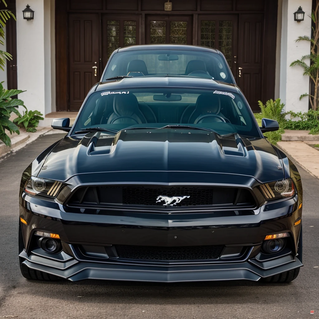 Black colour full modified Mustang GT front of Dr Babasaheb Ambedkar home