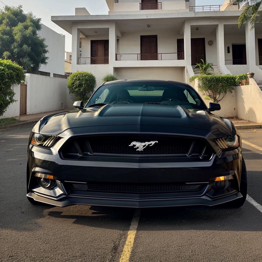 Black colour full modified Mustang GT front of Dr Babasaheb Ambedkar home