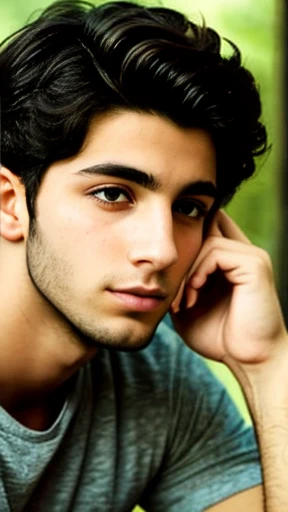 Color photo of a young Jewish man focusing on his face