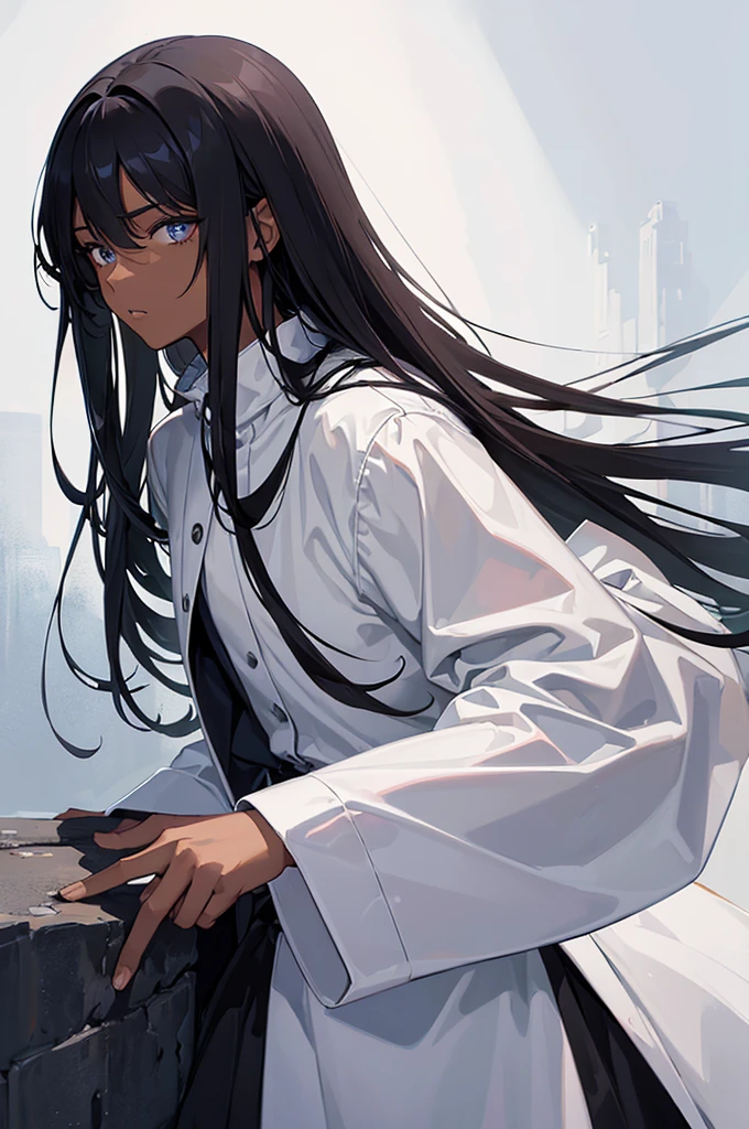 ((best qualityer)), ((work of art)), (detailded), 1 men, Youngh, long hair, clear eyes, darkskin, anime styling, dark hair,