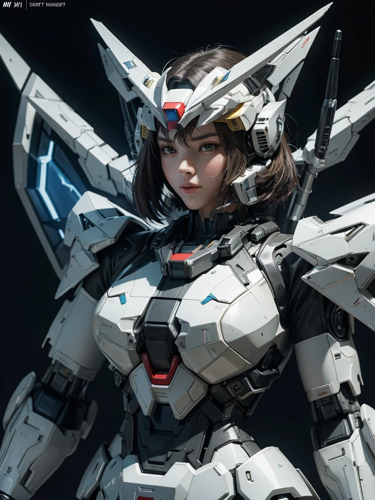 Textured skin, Super Detail, high details,  Best Quality, hight resolution, 1080p, hard disk, a beauty,She wears a futuristic Gundam mecha,(Gundam),Fulll body Shot