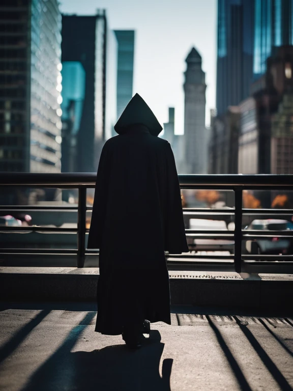 cinematic photo The Reaper in the city of New York 35mm photograph, film, bokeh, professional, 4k, highly detailed