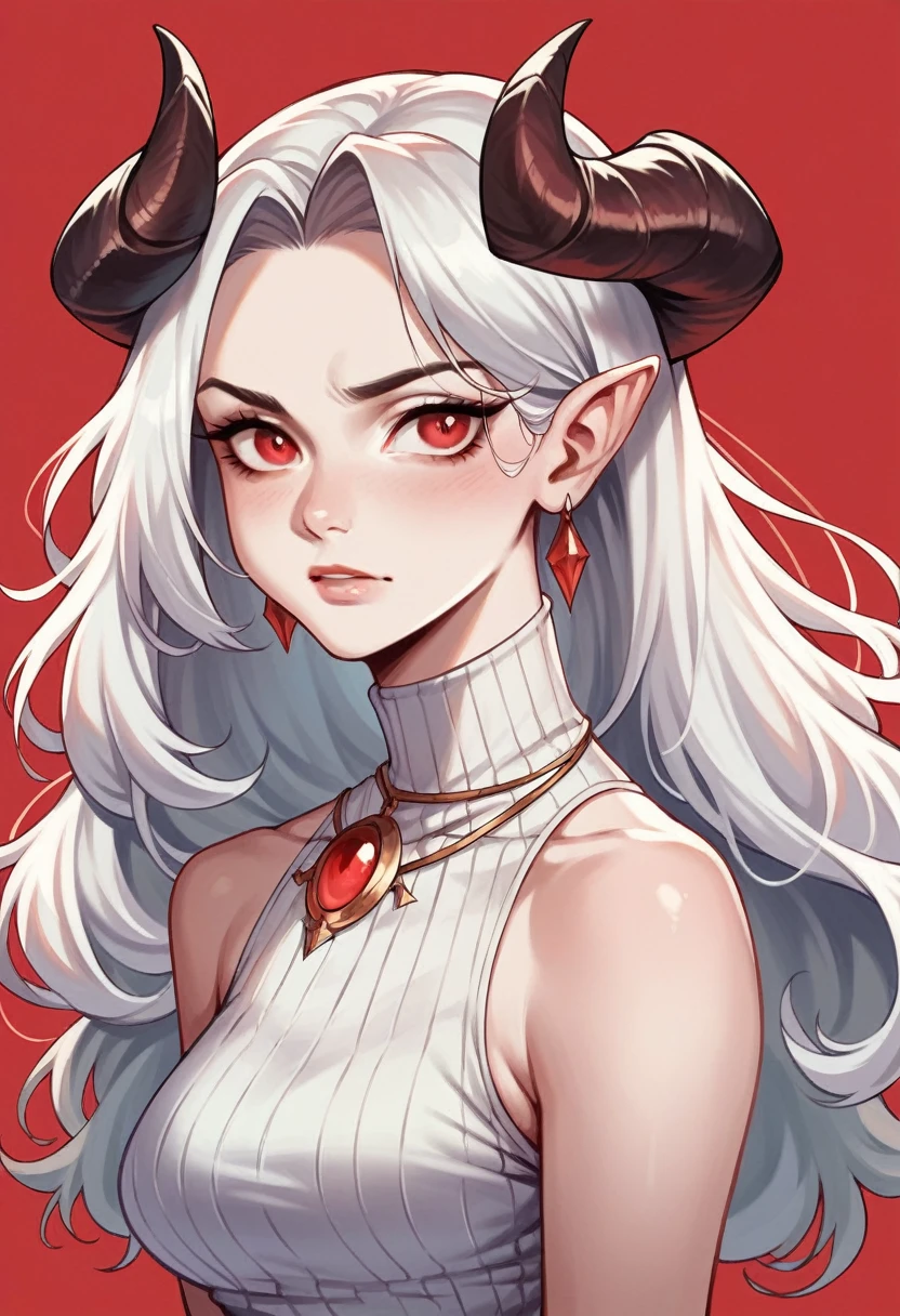 score_9, score_8_up, score_7_up, score_6_up, score_5_up, score_4_up, r3dgl0w, red eyes, red background, 1girl, dark, horns