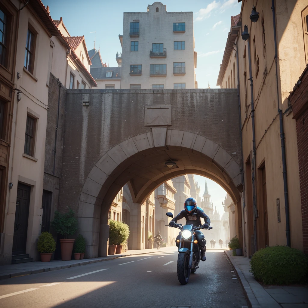A character from the Roblox game on a parkour map with a motorbike in 3d.
(film composition), (Pixar-style:1.2), (CGI animation: 1.2), (Disney: 1.2), (animated cartoon: 0.2), (best qualityer, work of art, 4K, ultra detaild, sharp focus, 8K, High definition:1.2), (cf. Danny Mac 3D, por Follygon), (work of art: 1.2), absurderes