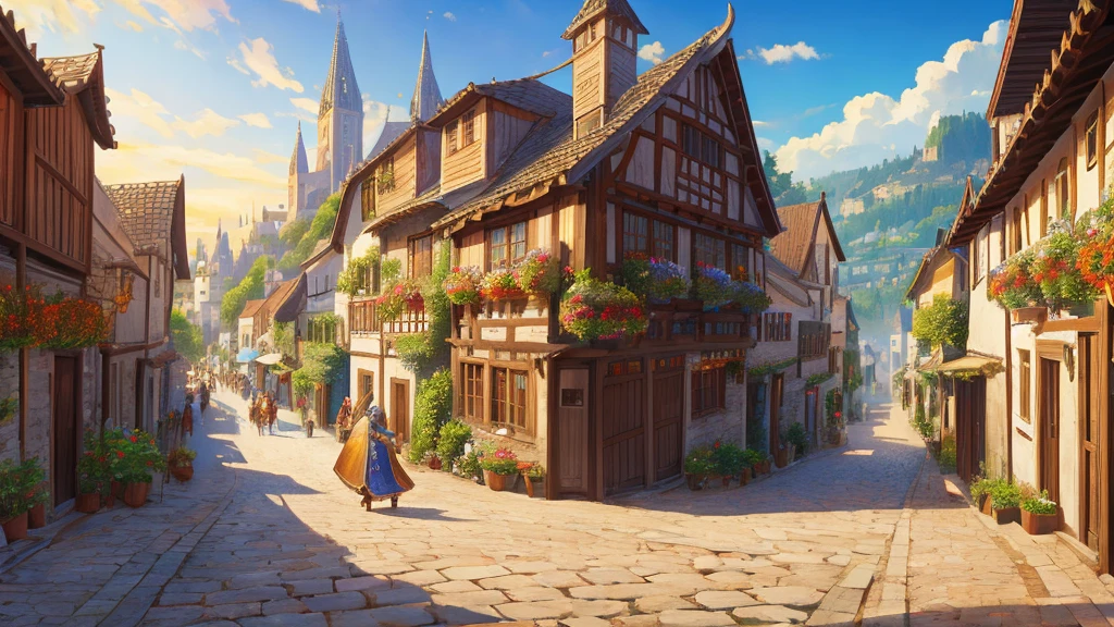 Medieval European streets、Harvest Festival、landscape、Festivals、Bustling、Fantasy、Fantasy