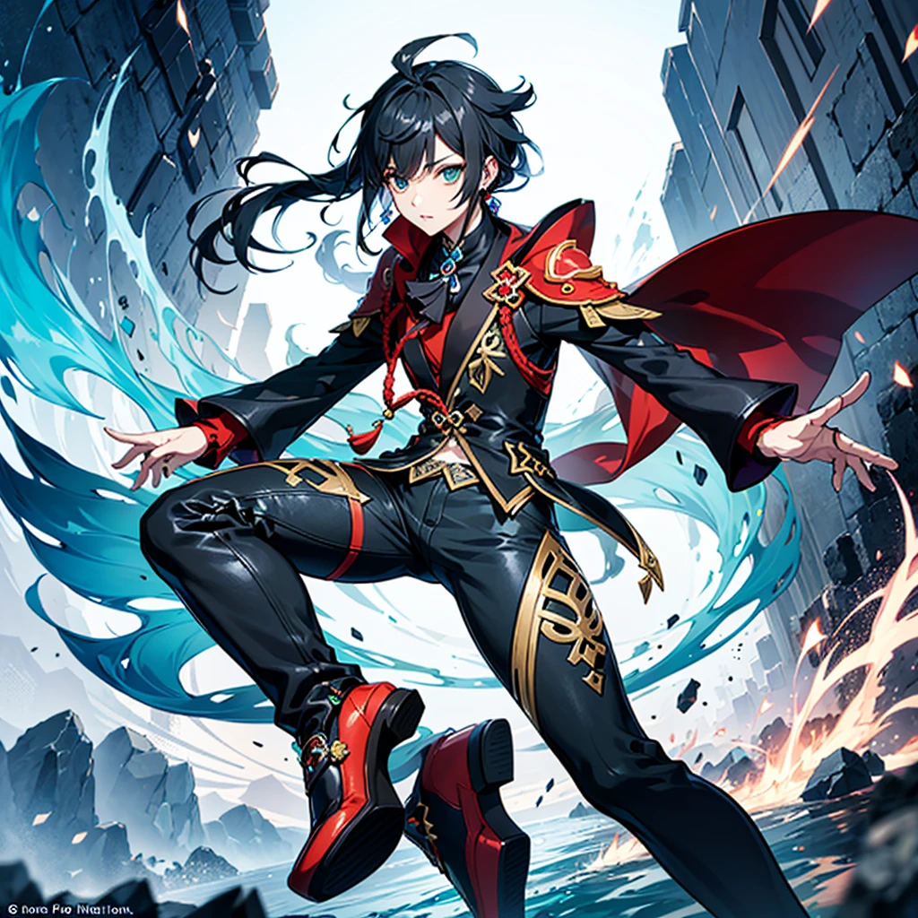 Genshin Impact,genshin impact 魈xiao,fighting,Handsome,Second Dimension,Game art style,male