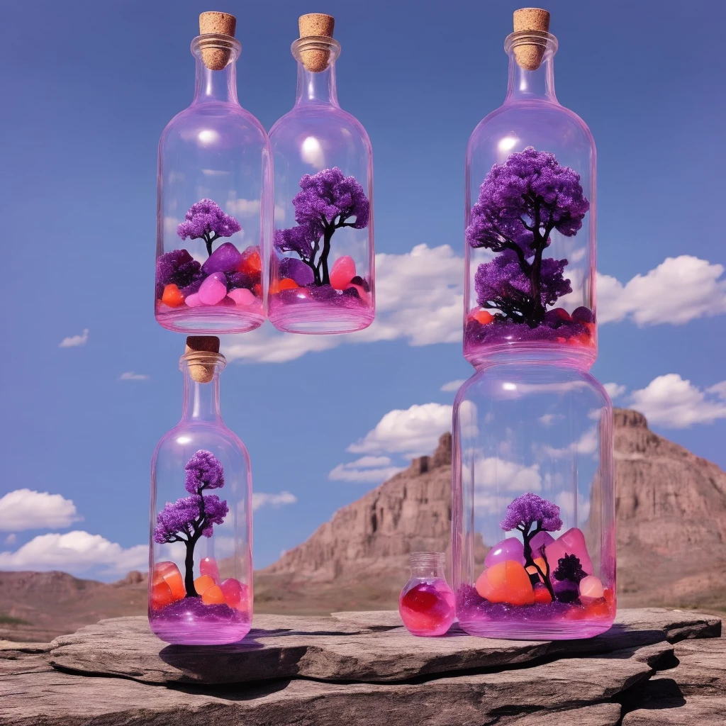 beautiful scenery nature glass bottle landscape, purple galaxy bottle.