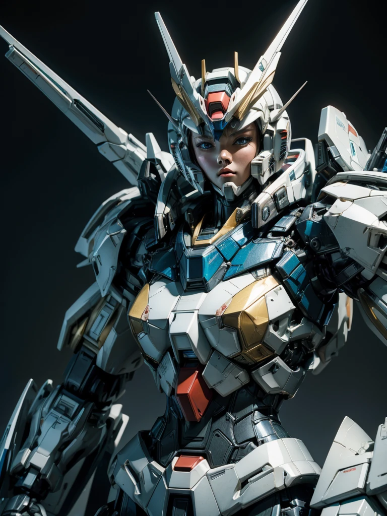 Textured skin, Super Detail, high details,  Best Quality, hight resolution, 1080p, hard disk, a beauty,She wears a futuristic Gundam mecha,(Gundam),Fulll body Shot