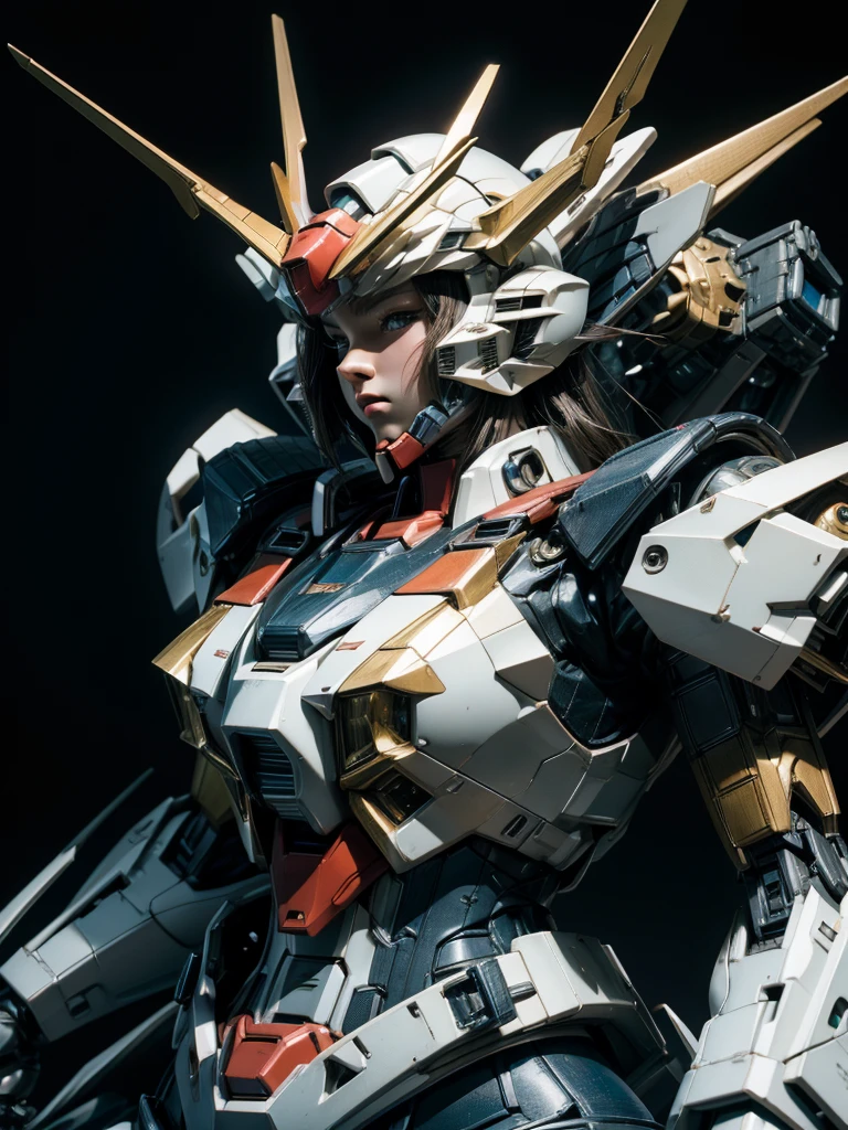 Textured skin, Super Detail, high details, Best Quality, hight resolution, 1080p, hard disk, a beauty,She wears a futuristic Gundam mecha,(Gundam),Fulll body Shot