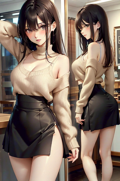 (Highest quality)), ((masterpiece)), (detailed), One woman,26歳のBeautiful woman,Very sexy,Big Breasts,Woman in a suit,Women are teachers,Natural Light,
Beautiful woman,Beautiful Face,Beautiful teeth alignment,Beautiful body lines,Slender body,Beautiful Hands,Beautiful legs,Long hands,Long legs,Long and flexible hair,Shiny hair,Black Hair,Embarrassed expression,blush,Thin lips,Half-open mouth,Beautiful shoulders,Beautiful collarbone,School classroom,arms up,aroused,Leg spread,White shirt,The shirt is half open,Cleavage,(((Black tight skirt,Short tight skirt 1.5))),Woman Standing In Front of Blackboard,White panties,Woman standing with legs open,