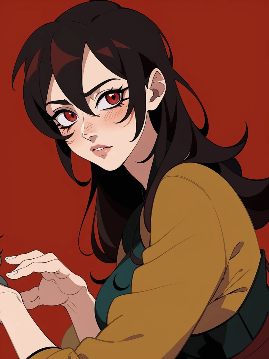 female uchiha, sharingan, long brown hair