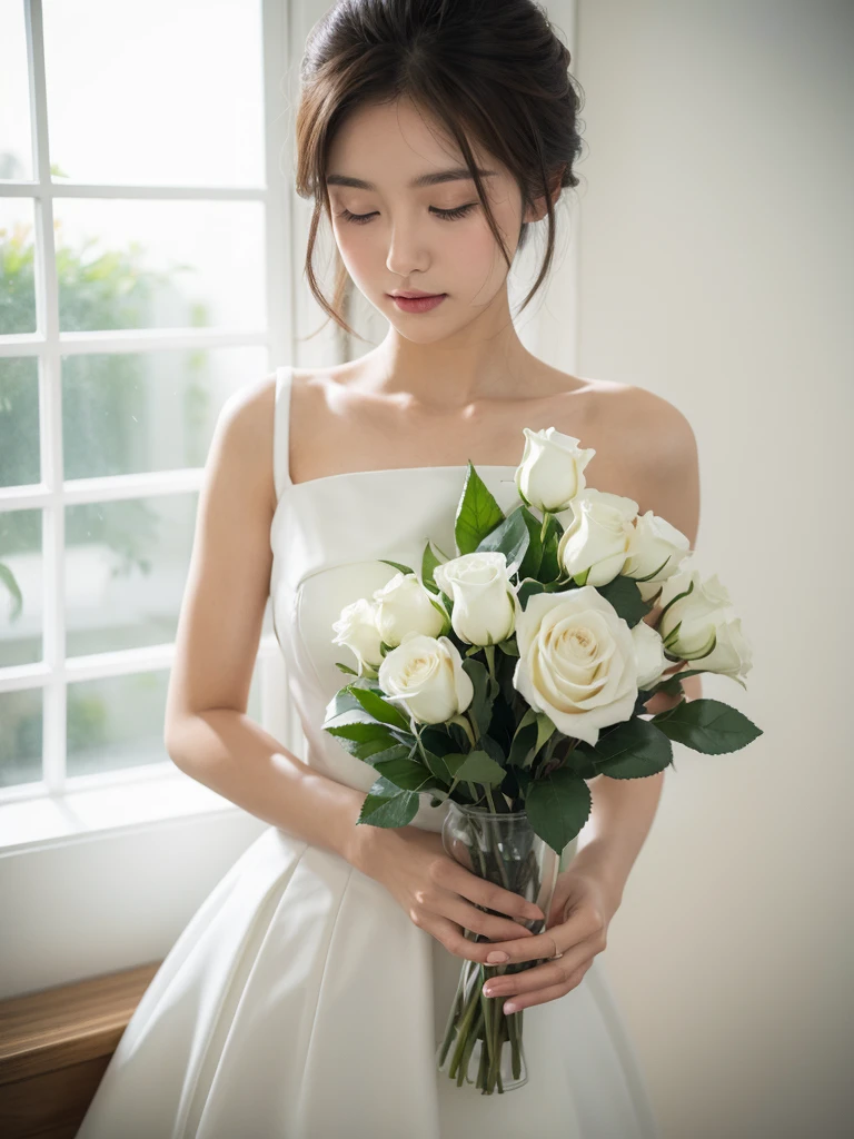 flower's, white rose, fill, look sb straight