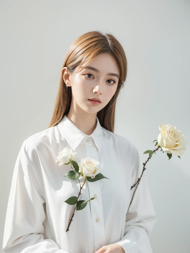 white rose, fill, look sb straight, reallism