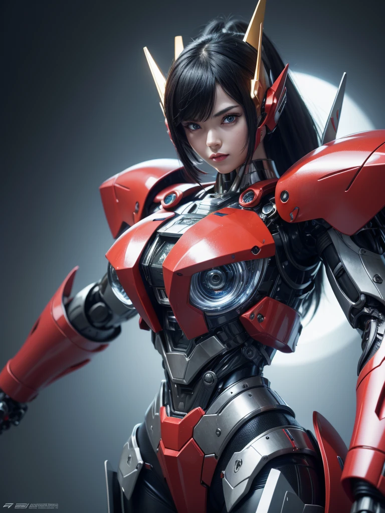 Textured skin, Super Detail, high details, High quality, Best Quality, hight resolution, 1080p, hard disk, Beautiful,(Aphroida a),Robot Girl,beautiful cyborg woman,Battle Mode,Girl with a Mecha Body,Wearing Mazinger Z mecha,Fulll body Shot