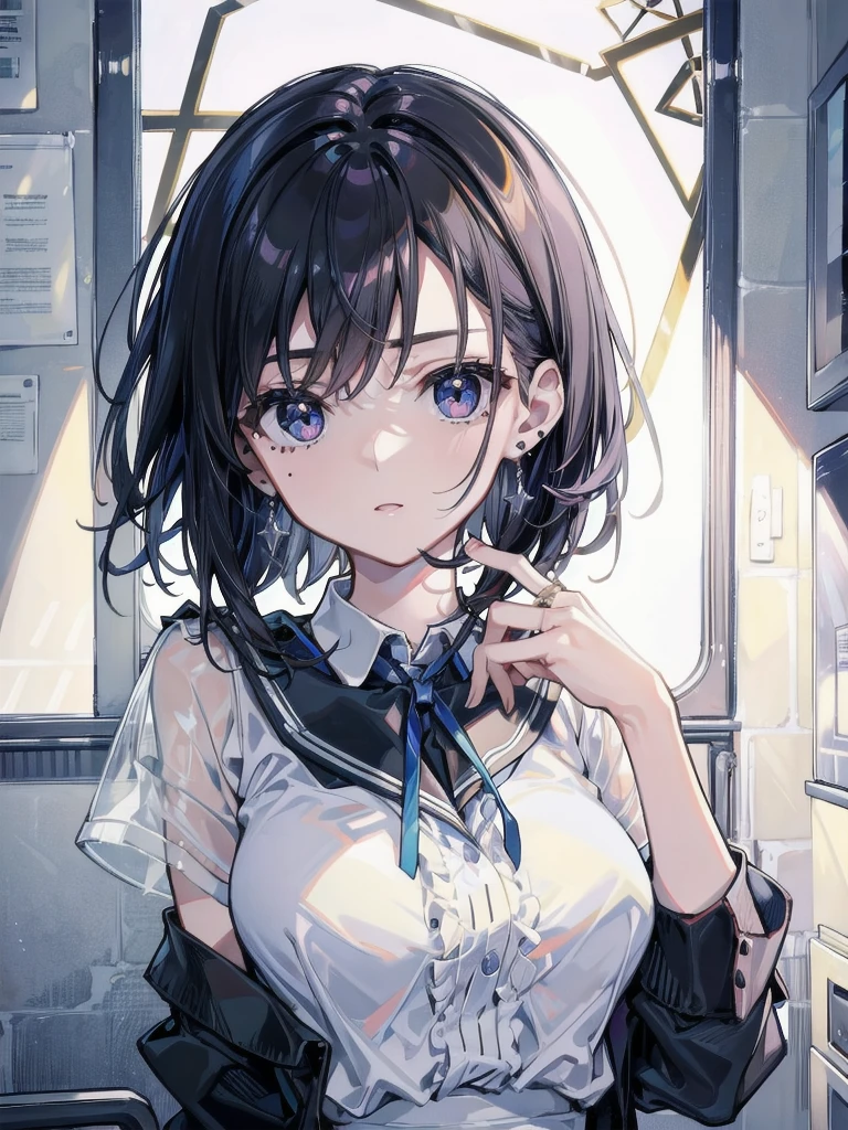 ulzzang-6500-v1.1, (RAW PHOTO:1.2), (photot-REALISTIC,:1.4), beautiful detailed girls, highly detailed eyes and faces, Beautiful Detailed Eyes, s ridiculous, unbelievably ridiculous, Huge File Size, Super Detailed, highres, very detail, sthe highest qualit, Master peace、, Kemomimi, ((Japanes girl' high school uniform)), An illustration, very detail, UHQ, unification, 8k wallpaper, splendid, Fine details, Master peace、, sthe highest qualit, very detailなUHQユニフォーム8k wallpaper, Light on the face、Movie lighting、16-year-old girl、((witheout panties))、((dynamic posing)))、(camel toes)、(Half)、(pantyhose、、、、)、(Sitting on legs bending the knees))、short haired、ple short hair、long neck、Put your ears out、bangs、bigger eyes、Lashes、a Pretty、Very cute