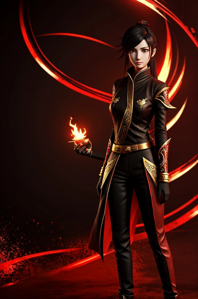 Make an avatar photo anime red gold black soul vessels style gaming SAURA