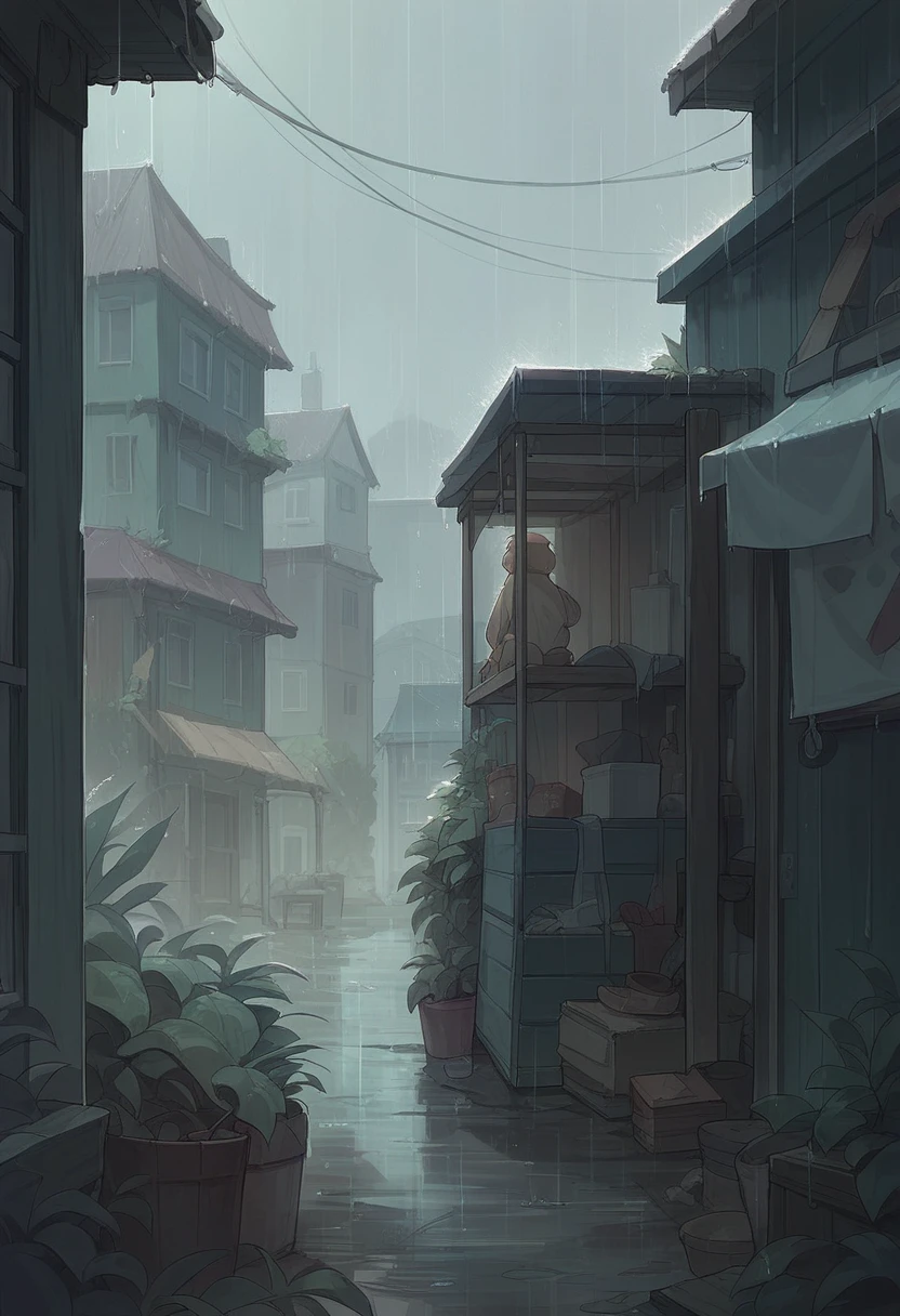room, It's raining outside