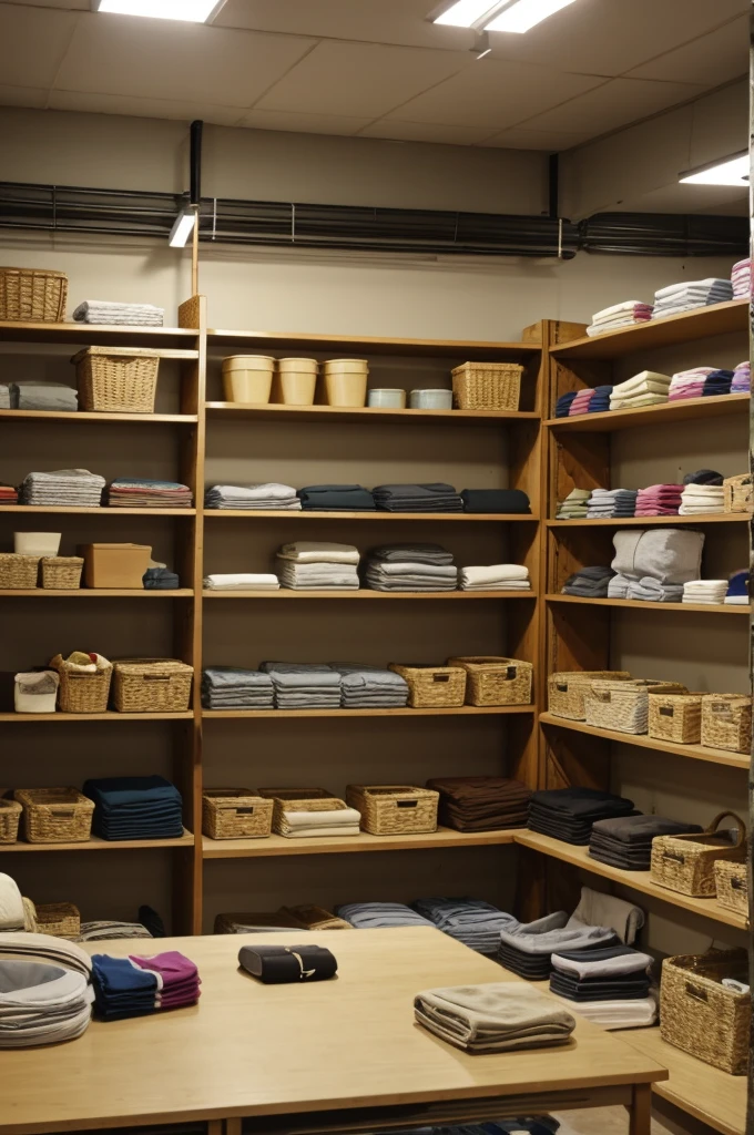 The wall of a realistic thrift store