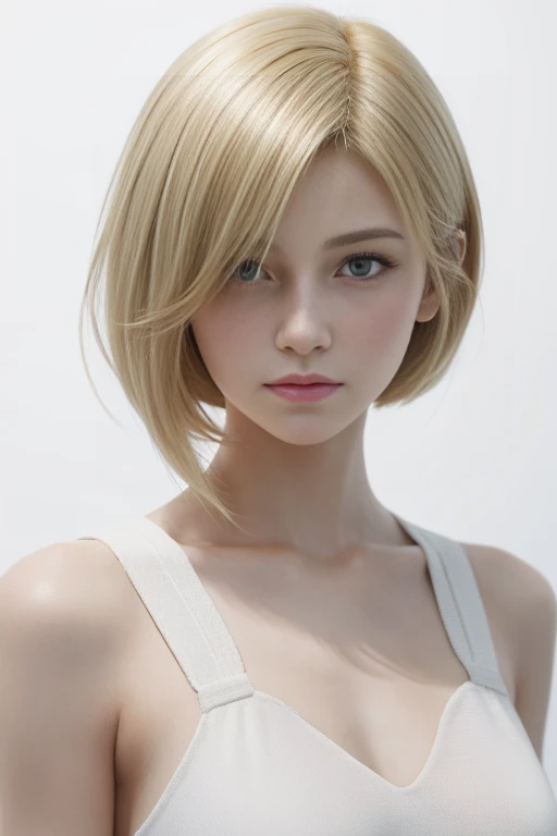 1 Girl,beautiful, masterpiece, Highest quality, White Background,kazuya takahashi, Concept Art, blonde,short hair