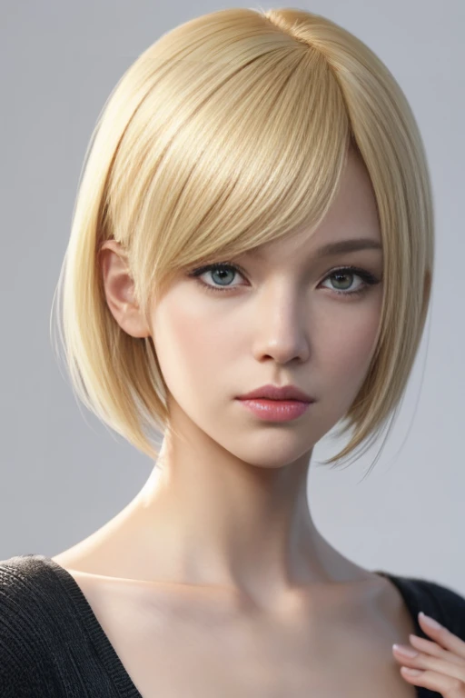 1 Girl,beautiful, masterpiece, Highest quality, White Background,kazuya takahashi, Concept Art, blonde,short hair