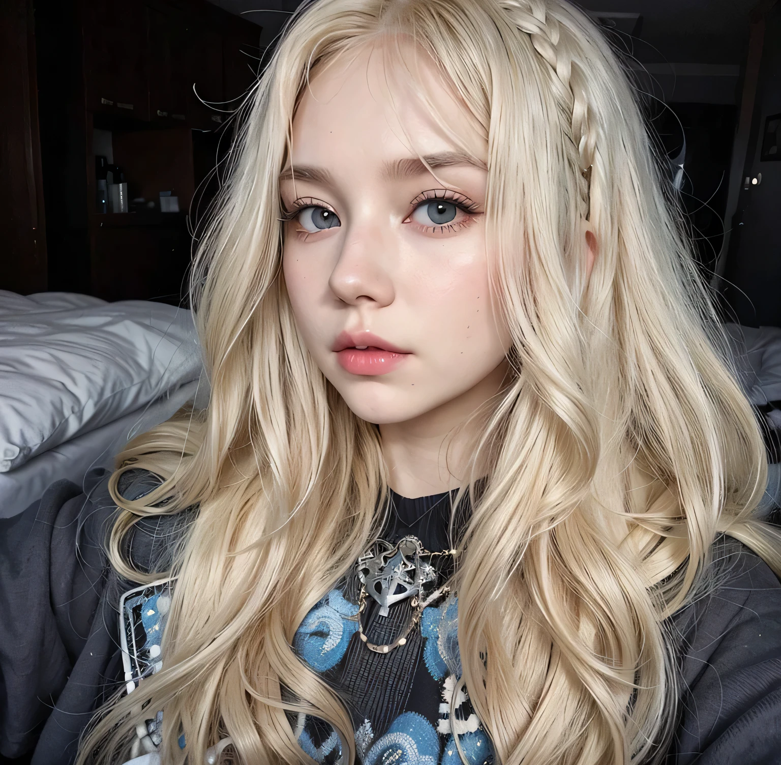 blonde woman with long hair and piercings posing for a photo, with white long hair, with long white hair, perfect white haired girl, ava max, tifa lockhart with white hair, pale porcelain white skin, anime girl in real life,  with white hair, extremely light blonde hair, very light blonde hair, with long blonde hair, her hair is white