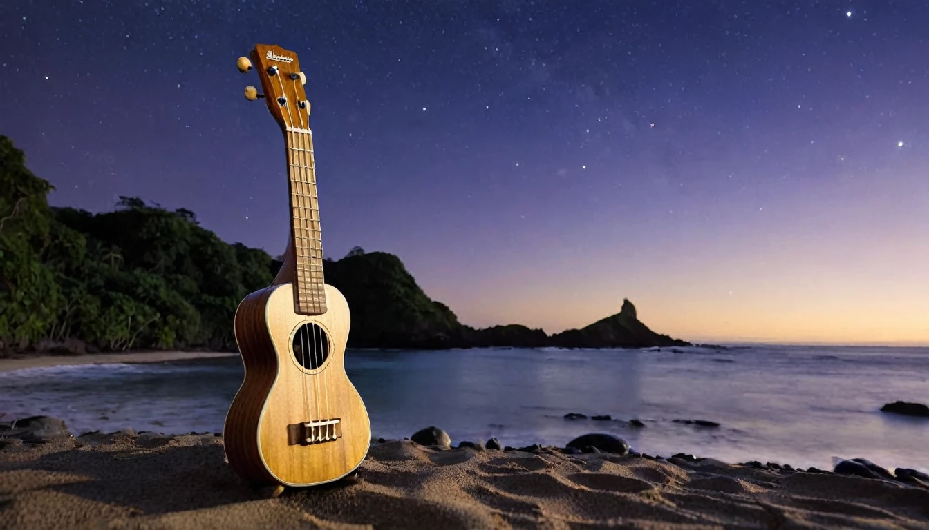Ukulele, por Genevieve Naylor (moon in the background)