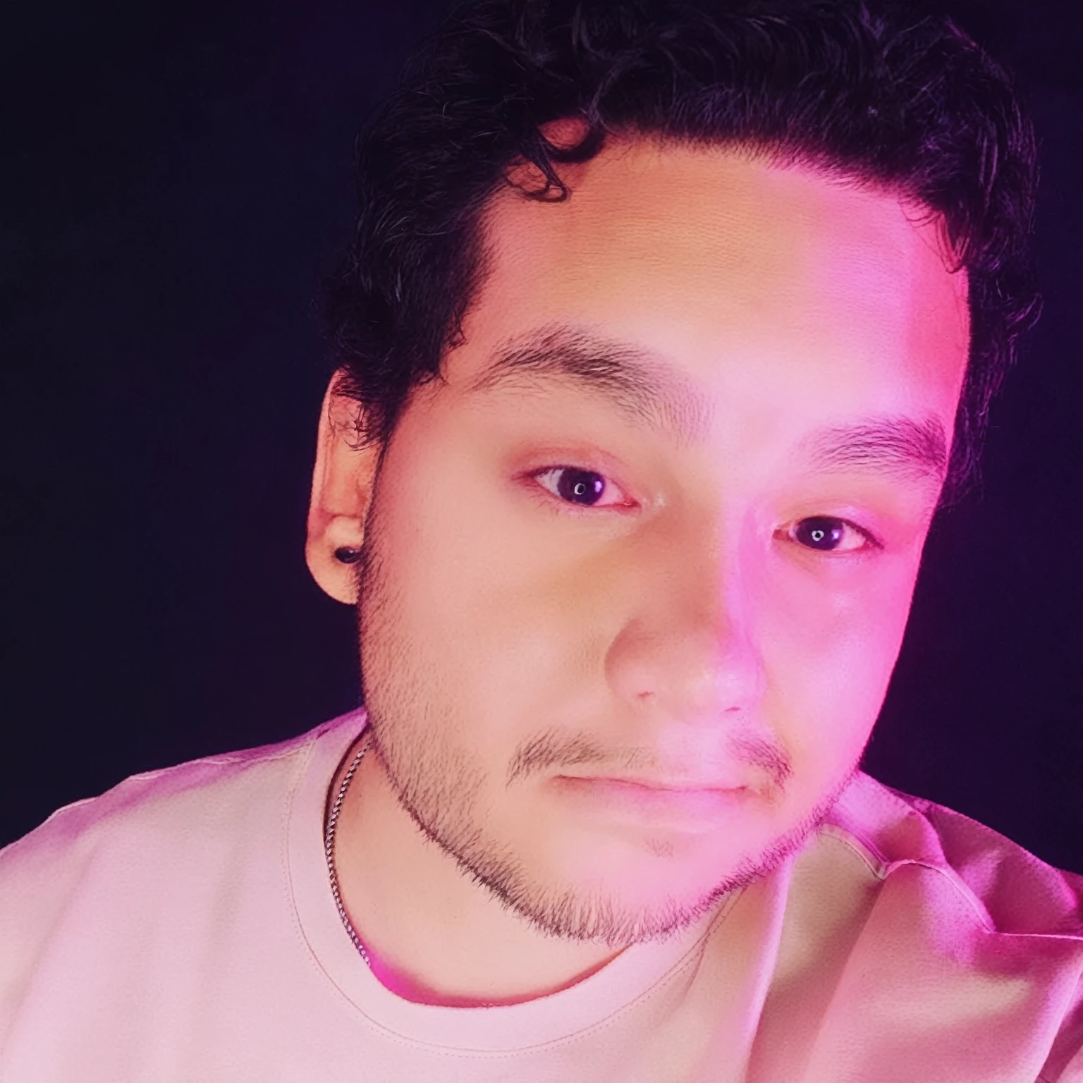 young man with white shirt and black jacket on a cyberpunk background