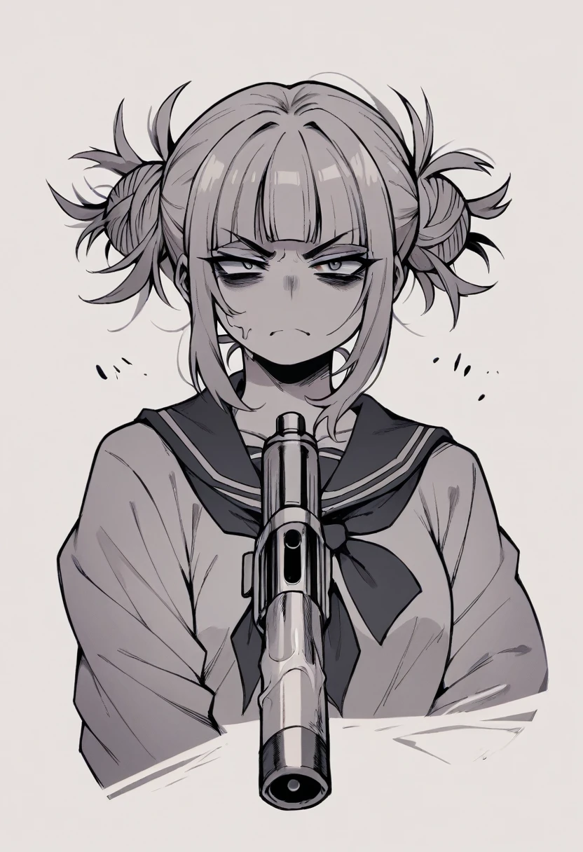 Himiko Toga murdering someone with a shot to the head with a shotgun 
