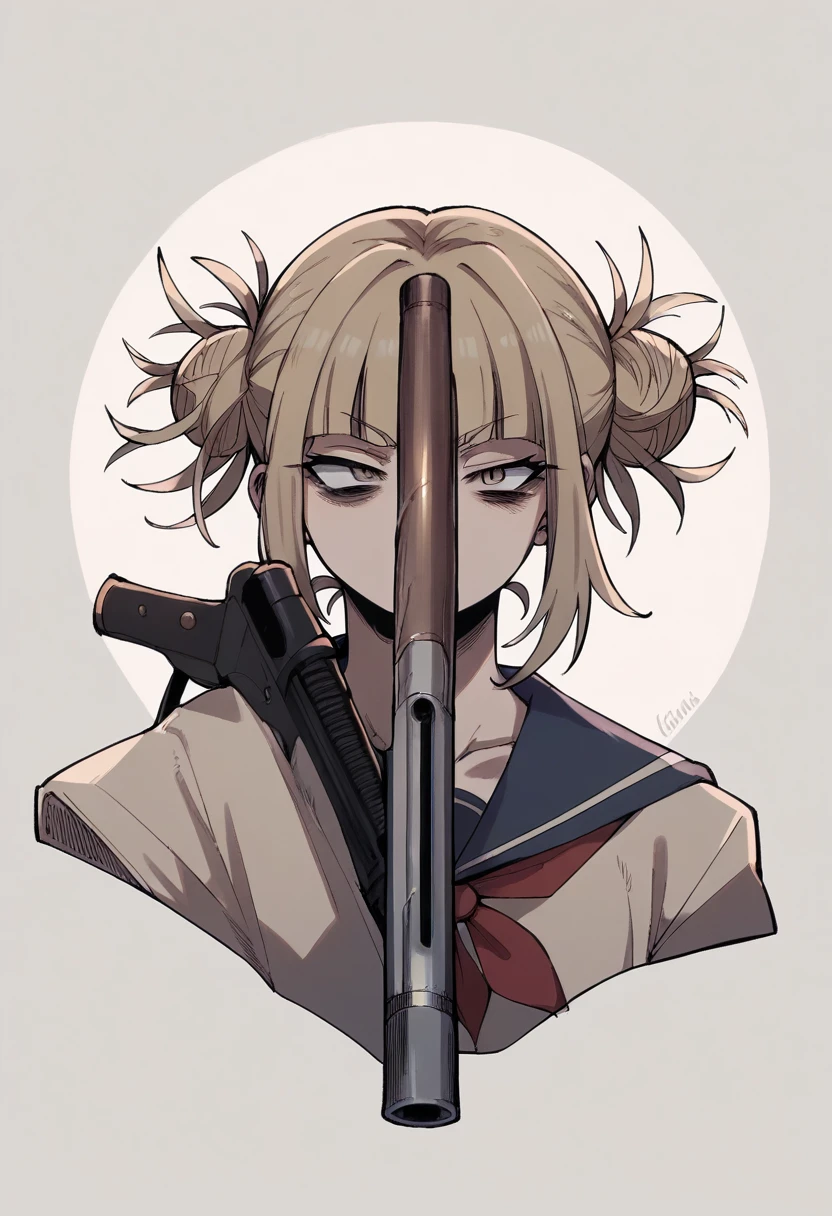 Himiko Toga murdering someone with a shot to the head with a shotgun