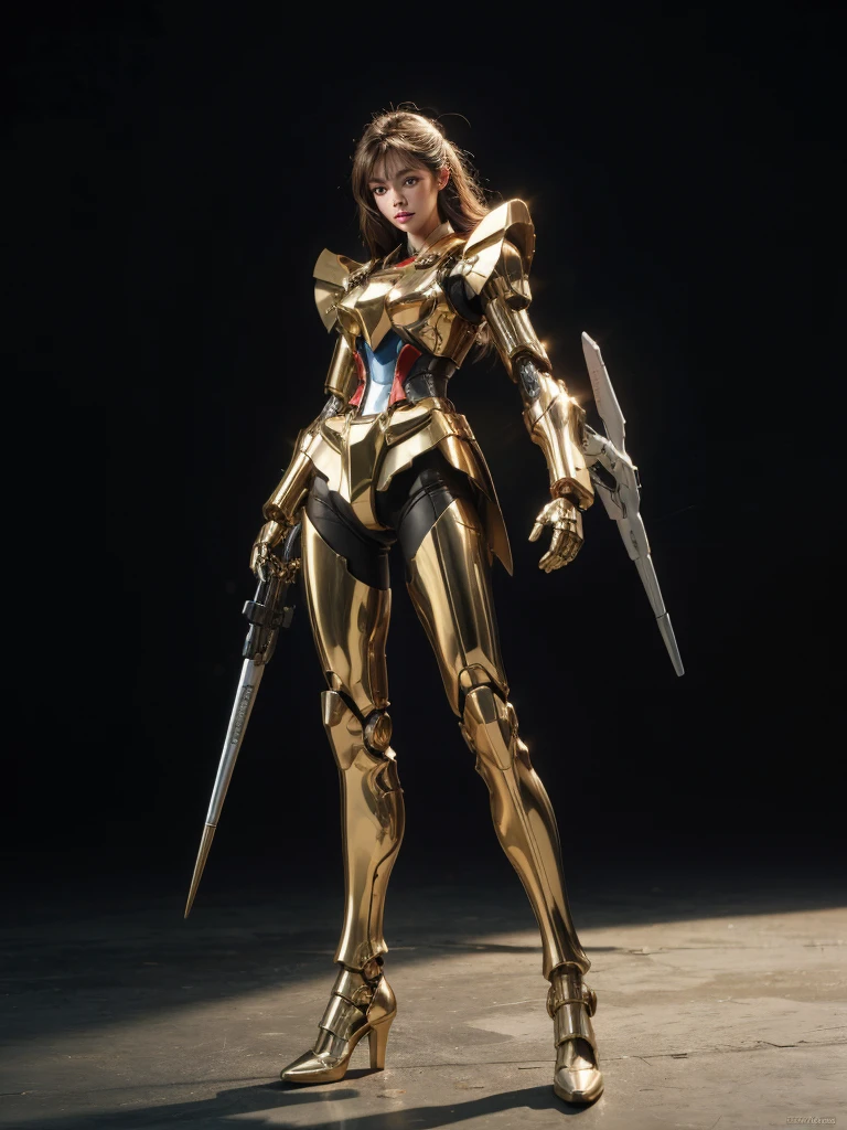 Textured skin, Super Detail, high details, High quality, Best Quality, hight resolution, 1080p, Gorgeous beauty、Girl with Beautiful Mecha Body、(Gundam) Girl with robot body