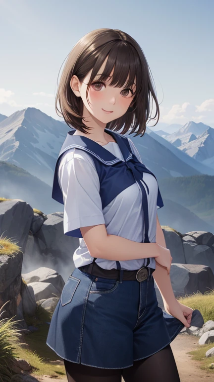 anegasaki nene、Shiny brown hair, short hair, (Beautiful brown eyes、Sparkling eyes, Fine grain)、smile、Super detailedな目、Highly detailed face, Highly detailed eyes,(((Cowboy Shot)))、


masterpiece、Highest quality、High resolution、High-quality images、

Girl hiking on a majestic mountain trail, Wear climbing clothes, Stretching out in the sunlight shining in from the mountaintop, Beautiful earthy landscape background, Evoke a sense of calm、A hopeful and uplifting scene, The focus is on the landscape、Portraits of people are painted on a smaller scale。, (Highest quality, 4K, 8K, High resolution, masterpiece:1.2), Super detailed, (Realistic, photoRealistic, photo-Realistic:1.37), Highly detailed background, Beautiful attention to detail, Beautiful lip detail, Highly detailed eyesと顔, Long eyelashes, Breathtakingly beautiful, Calm, peaceful, Idyllic, Warm Light, Natural Color, Atmospheric, Dramatic lighting, Cinematic, Environmental Portrait