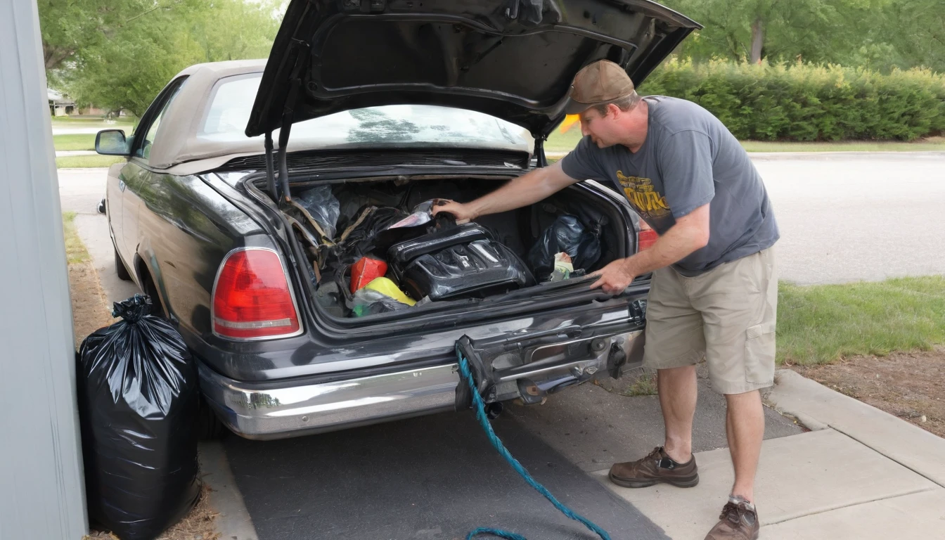 The key was in the ignition, but the engine was off. Curious, he went to the trunk. He tried to open it, but it was locked. With the key removed from the ignition, he was finally able to open it through the back door. Inside, he found three garbage bags and a rope tying him tightly.