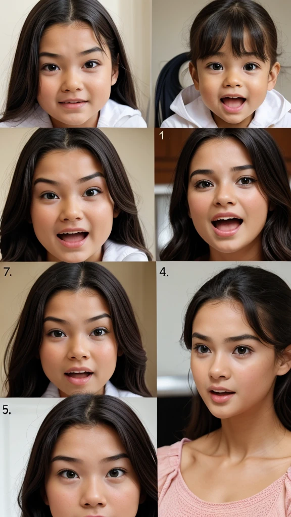 One baby face ,4 type of reaction, 4 picture