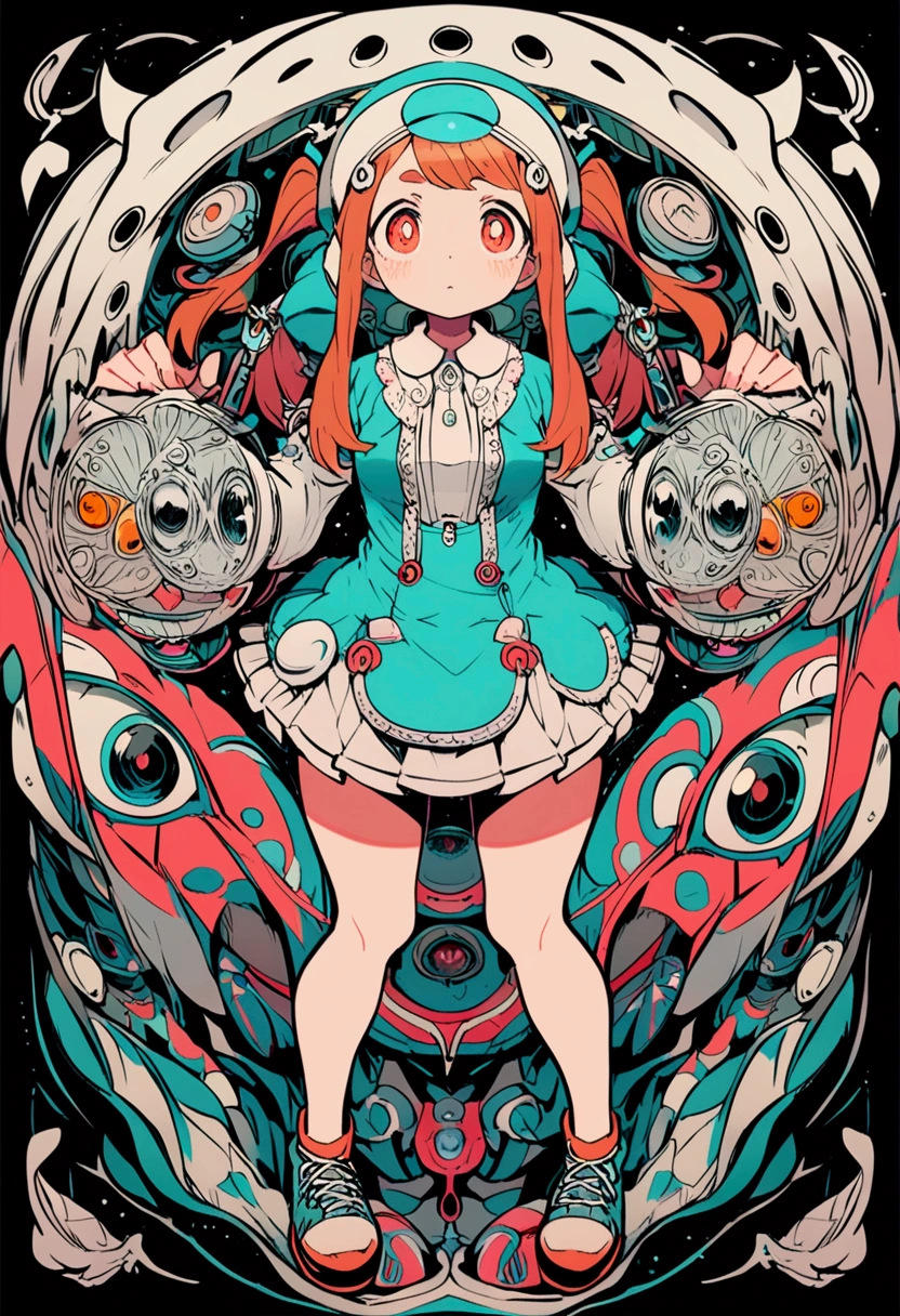 ochako, full body standing, fish eye linse.