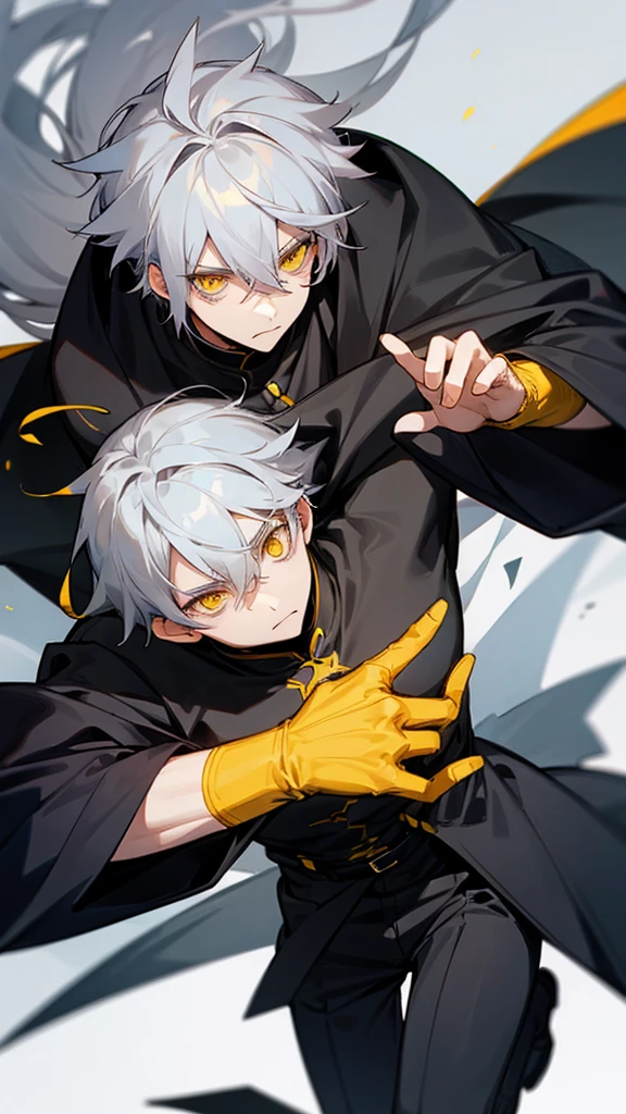 Male character with gray hair and yellow eyes and black clothes