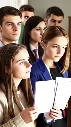 Group of perfect young Irish people gathered focus on face