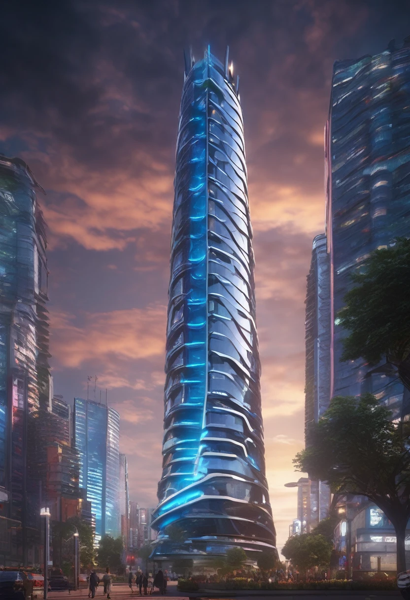 A Futuristic tower, hyperrealistic, 8K UHD