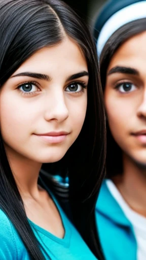Group of perfect young Jewish people gathered focus on face
