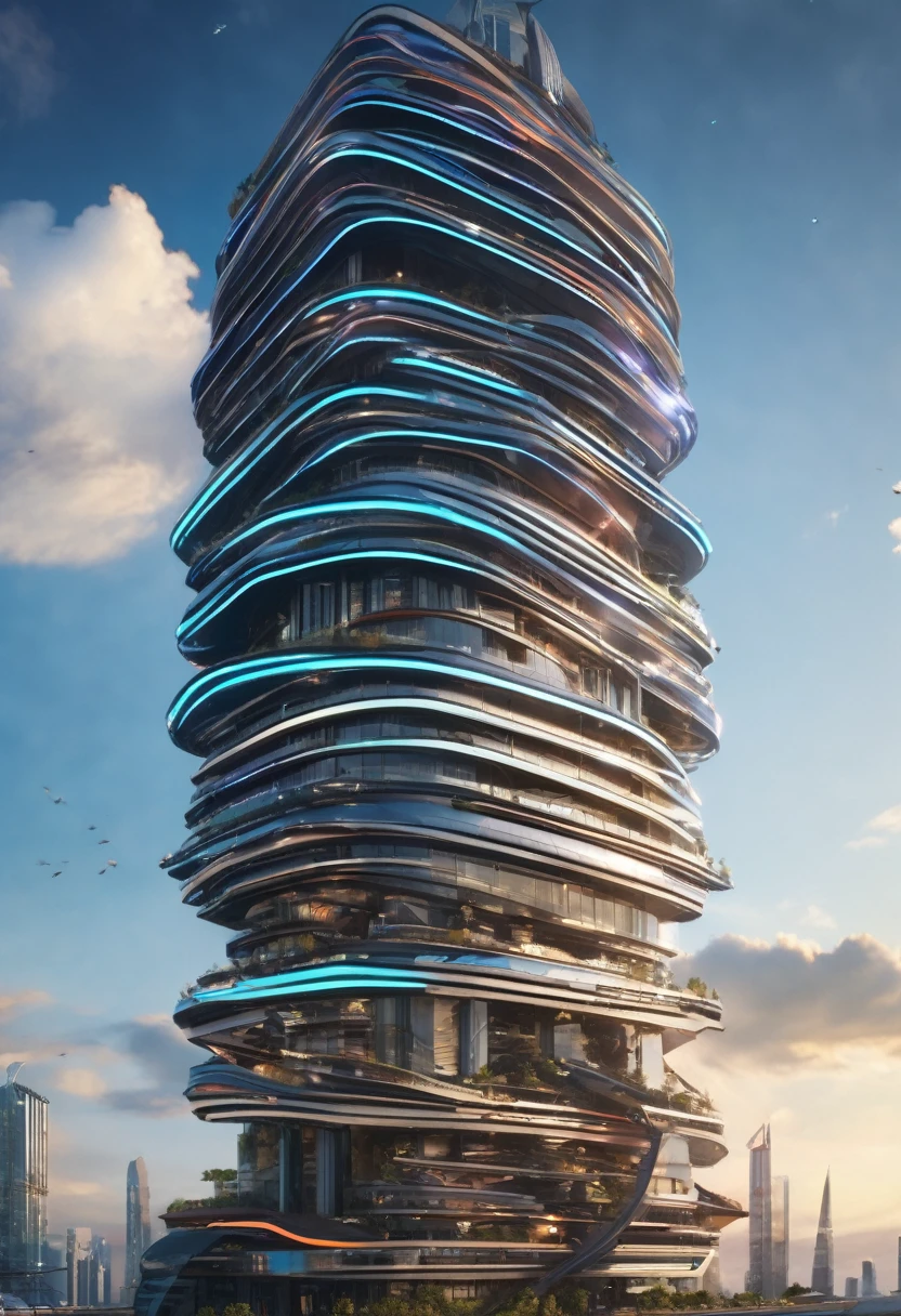 A Futuristic tower, hyperrealistic, ultra detailed, 8K UHD