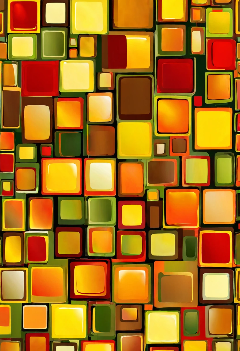 An abstract pattern in yellow, orange, red and brown. A masterpiece of vector graphics,
Best quality and high resolution guaranteed,
Strong green rectangles merge,
A fascinating work of art, devoured, square