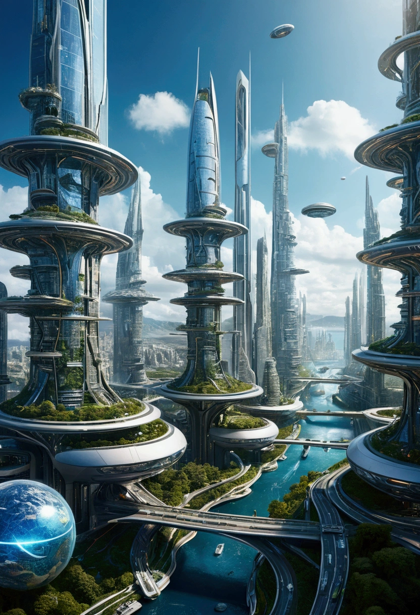 A futuristic world with ultra-technologic elements and over-developed citizens living 1000 years from now
