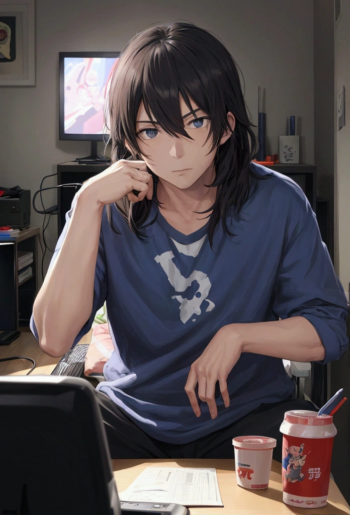 One man,Hero Anime,tv,scatterbrain,Watching TV in the room