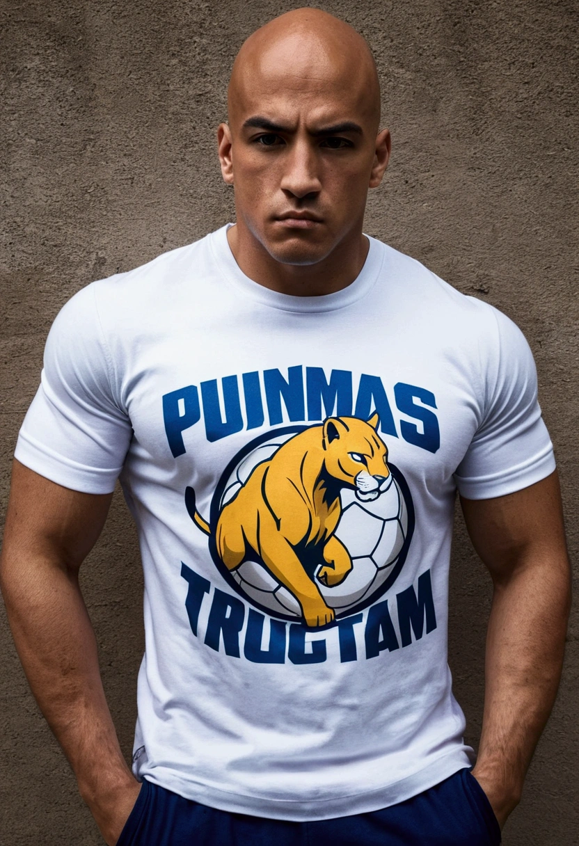 One punch to break the huge tragulz, with the pumas soccer team t-shirt