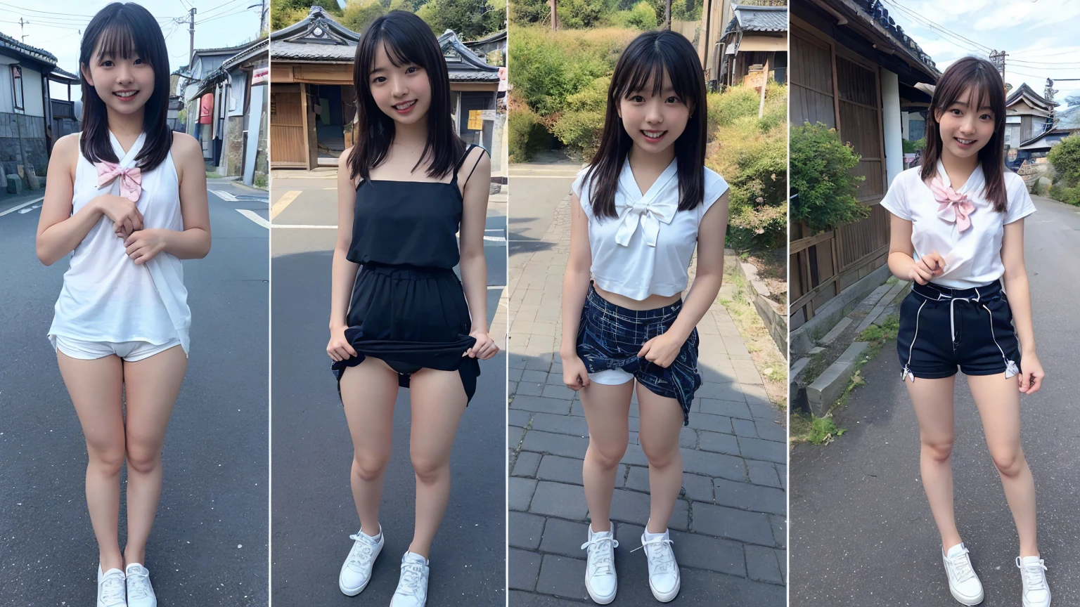 (2Split Photo:1.3)、Magazine Cover:1.3、(Beautiful 9 Japanese female town Street in Summer,All are under 90cm tall:2.0), Cute face, (Deeply chiseled face:0.7), (freckles:0.6), Soft Light,Healthy white skin, shy, Bob, (Serious face), (Sparkling eyes), Summer Street Corner, thin,Small nippley lower body is wet、Semen leaks from the vagina、Semen dripping from the mouth,Completely naked:1.8、Show off your attitude、{(2Split Photo:1.3)、(Standing posture、Bend both knees outwards:1.5、Bow-legged:1.3)、(Standing posture、Bend both knees outwards:1.5、Bow-legged:1.3)}、Accurate limbs、Accurate Fingers、Accurate Fingersの本数、White sneakers:1.3、around the girl6People Girls、Cute smile、Laughing with your mouth open