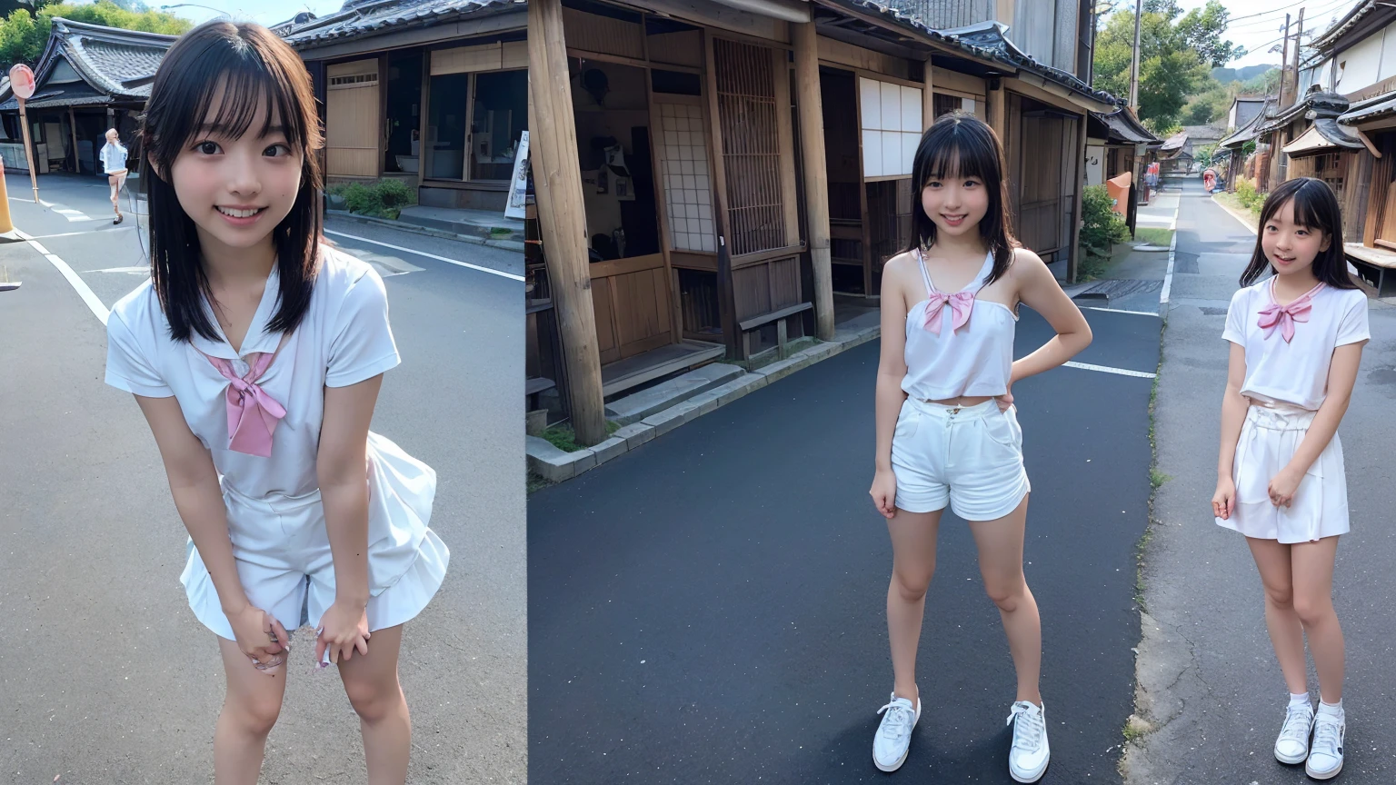 (2Split Photo:1.3)、Magazine Cover:1.3、(Beautiful 9 year old Japanese female town Street in Summer,All are under 90cm tall:2.0), Cute face, (Deeply chiseled face:0.7), (freckles:0.6), Soft Light,Healthy white skin, shy, Bob, (Serious face), (Sparkling eyes), Summer Street Corner, thin,Small nippley lower body is wet、Semen leaks from the vagina、Semen dripping from the mouth,Completely naked:1.8、Show off your attitude、{(2Split Photo:1.3)、(Standing posture、Bend both knees outwards:1.5、Bow-legged:1.3)、(Standing posture、Bend both knees outwards:1.5、Bow-legged:1.3)}、Accurate limbs、Accurate Fingers、Accurate Fingersの本数、White sneakers:1.3、around the girl6People Girls、Cute smile、Laughing with your mouth open
