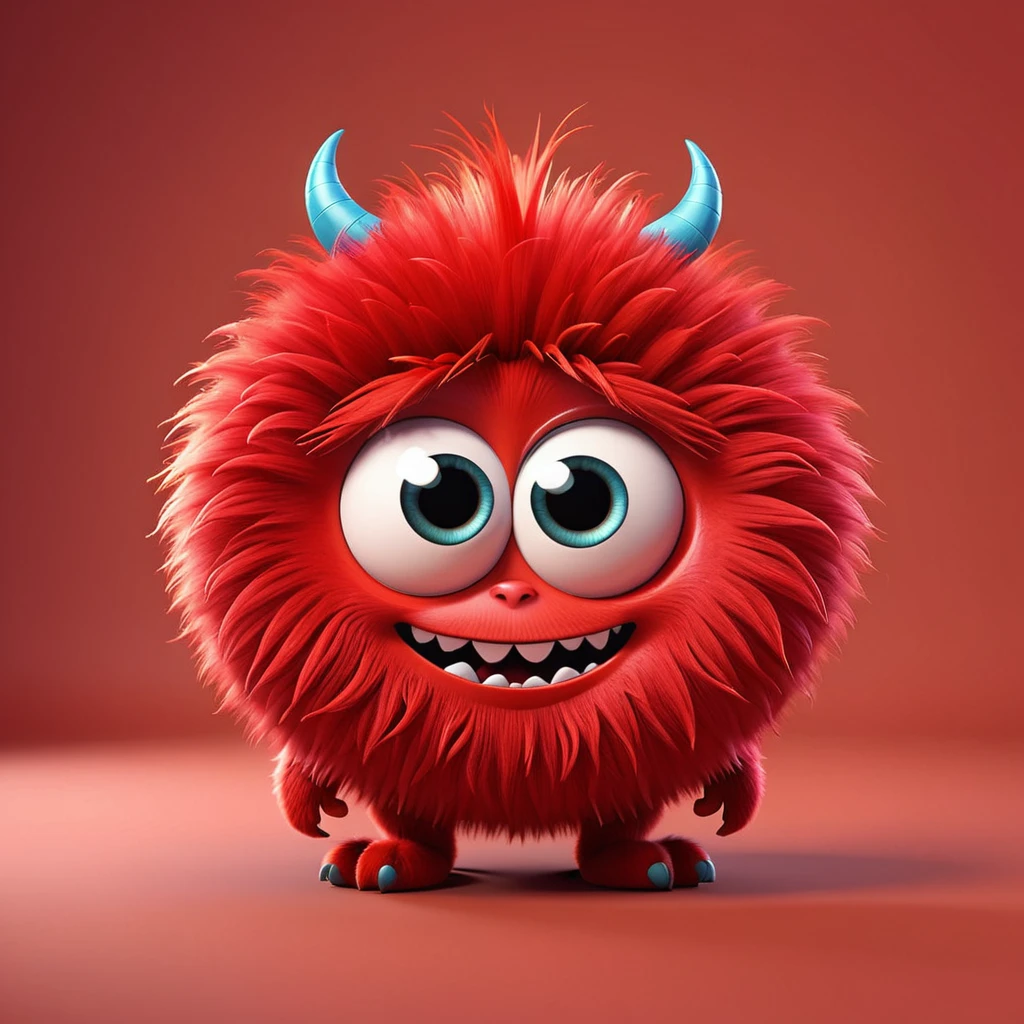 [Circle]
A cute round monster with big eyes and no corners. The cartoon character is designed in the style of Pixar animation studio, created using C4D software. It has an adorable red color scheme and showcases a playful expression through a speech bubble. This vibrant scene adds humor to your mobile phone wallpaper. --ar 1:1 --v 6.0 3D render