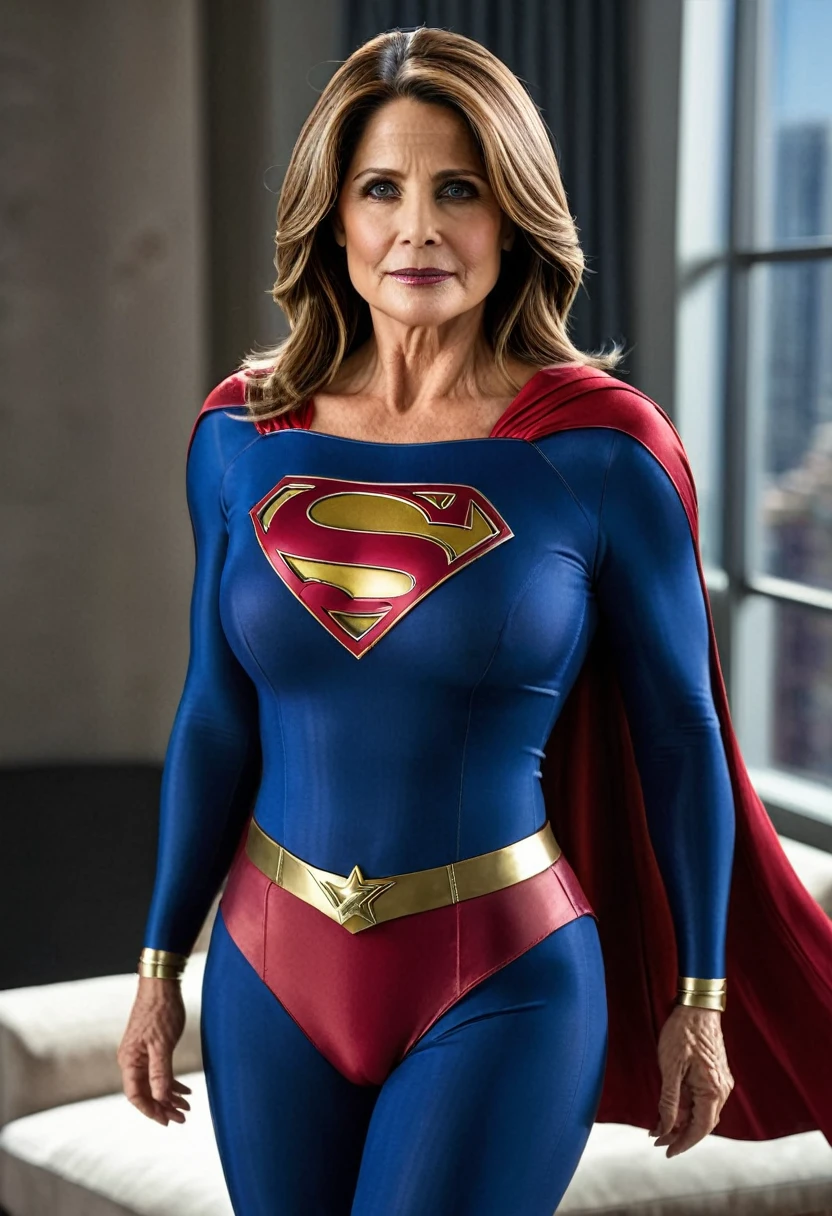Sexy super old Lorraine Bracco em 2024 Supergirl; HD. Photograph, ((realism)), extremely high quality RAW photograph, ultra detailed photograph, sharp focus, high resolution, (detailed skin:1,3),high quality, film grain, Fujifilm XT3,Highly Detailed, movie, (Cinematic Photo:1.3) of (Realistic:1.3), by John Byrne