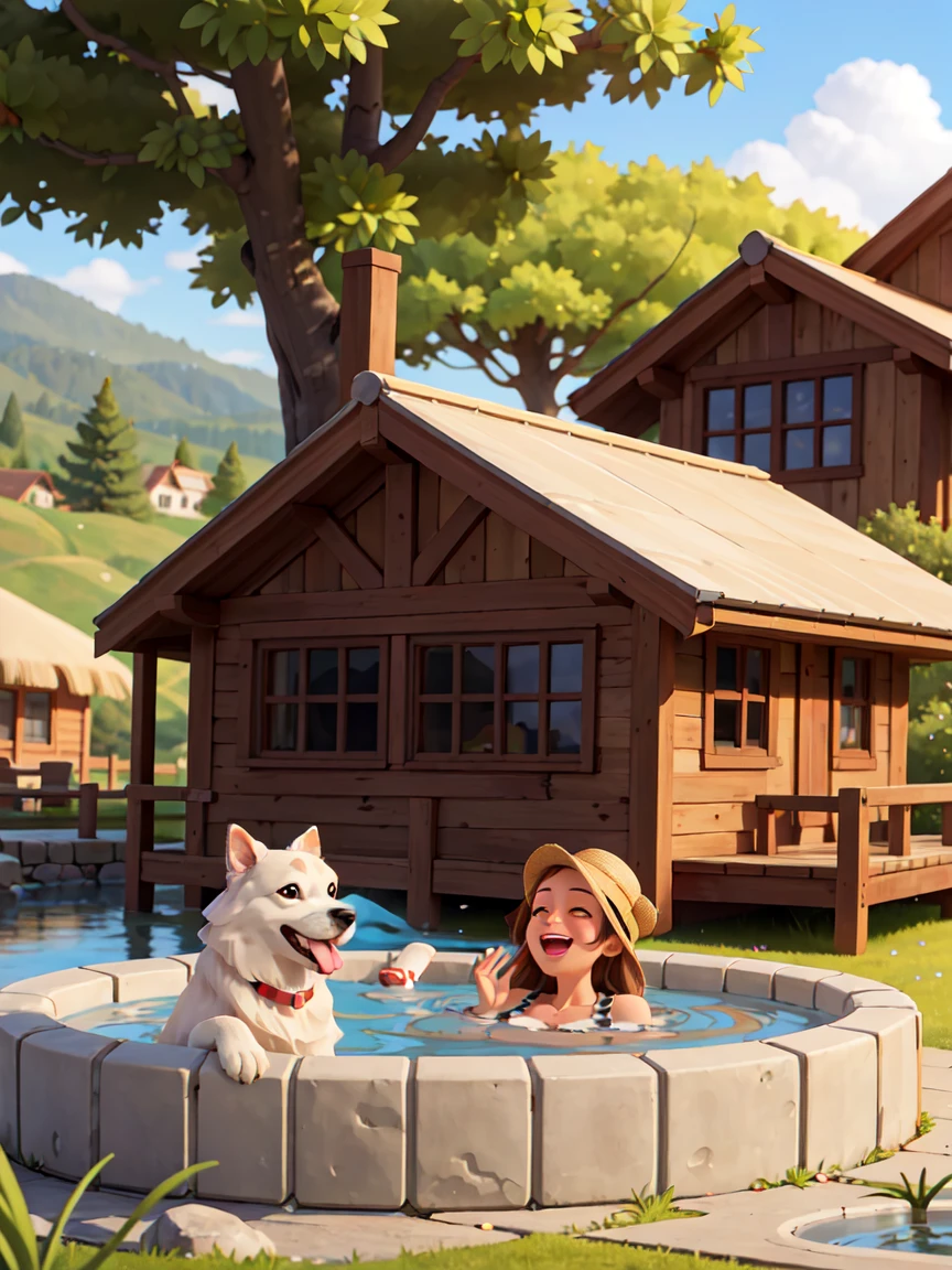 happy woman and man relaxing in a whirlpool in front of a modern cottage surrounded by trees and hills in the background. Next to the whirlpool is a dog gold Shetland Sheepdog laughing at the camera. The image radiates an atmosphere of relaxation and well-being. Bright summer sunny day.
Waiting to start