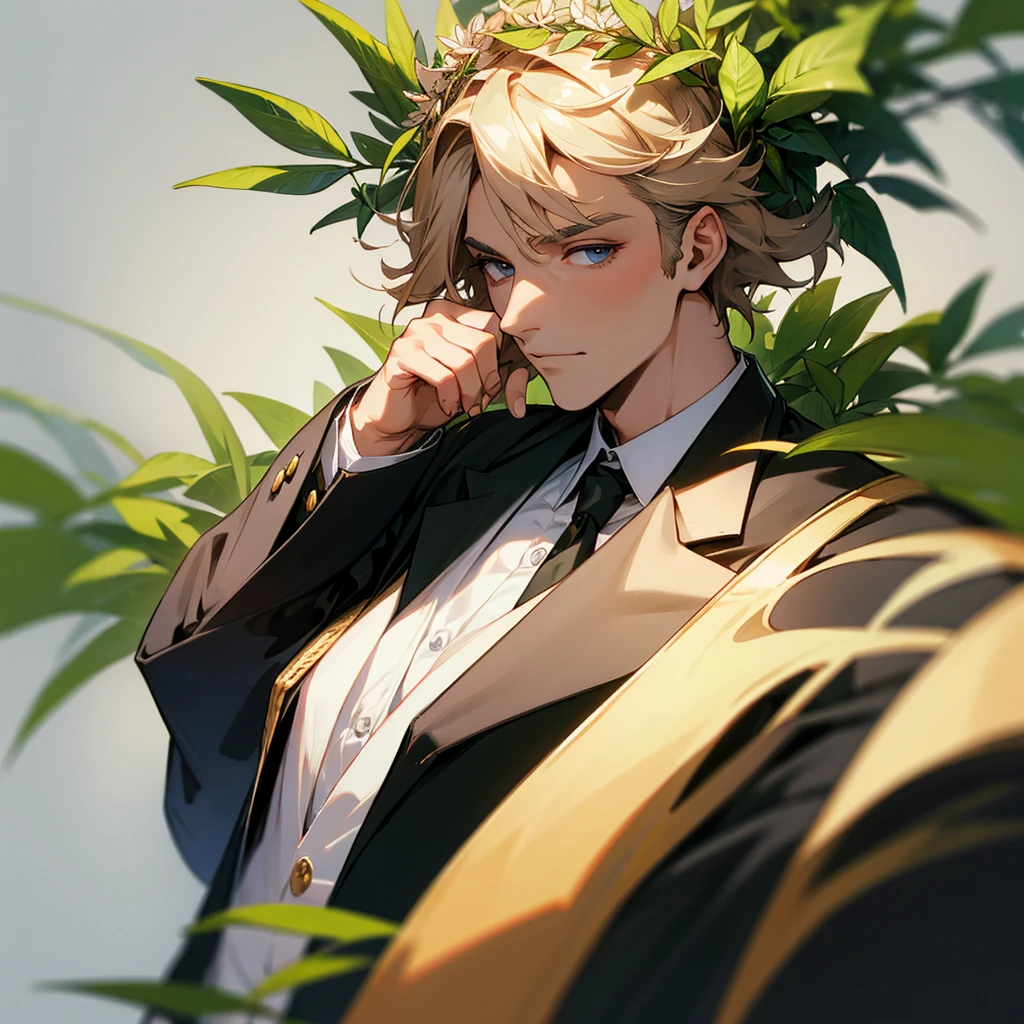 male politician in a limousine is wearing laurel wreath on his head, max quality, max details 4k,